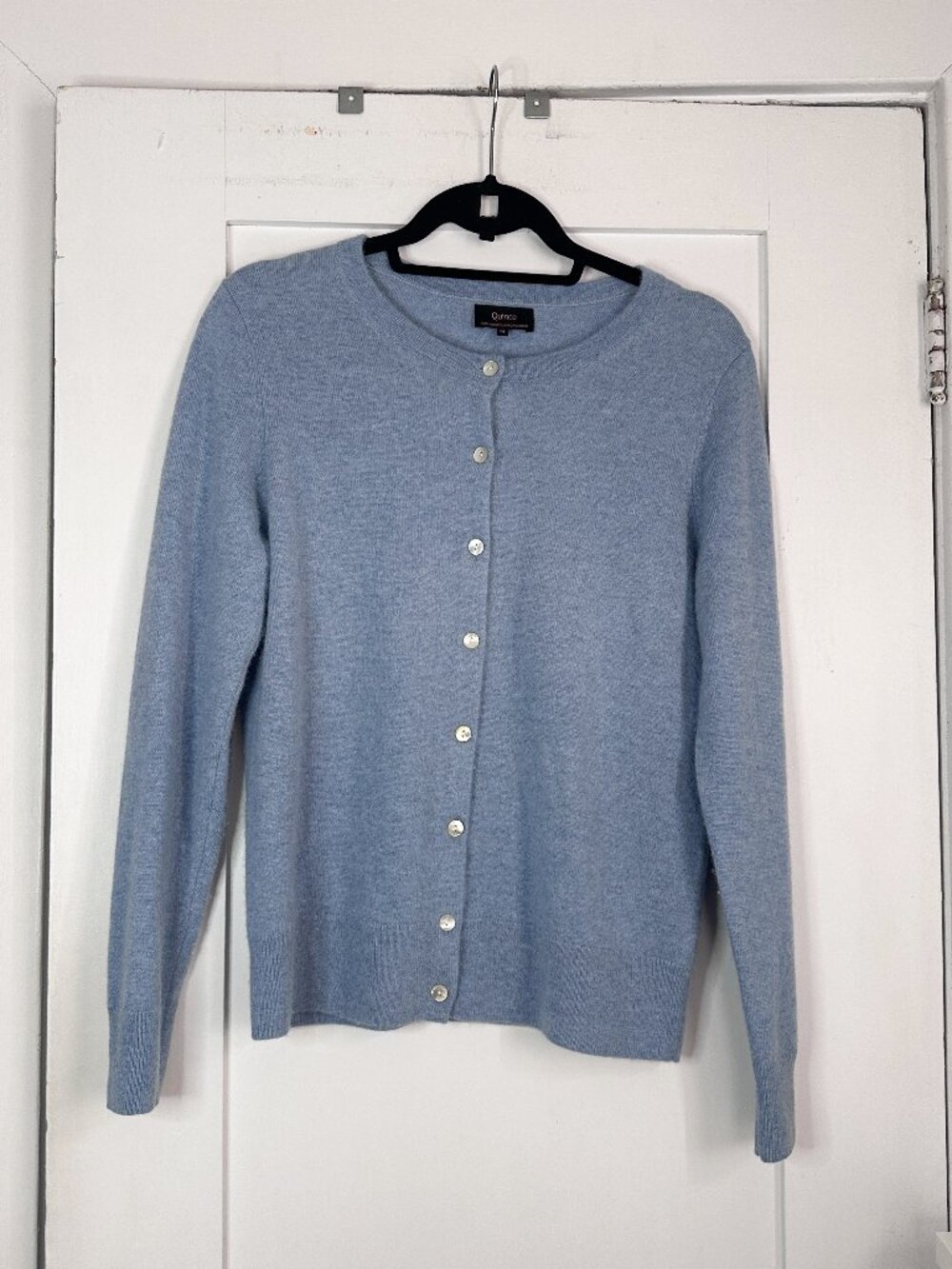 Quince 100% Mongolian Cashmere Cardigan Faded Denim Blue M